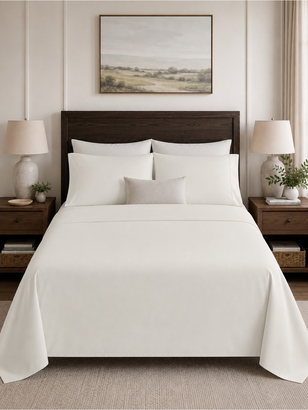 Color Sense 800 Thread Count Full Sheet Set Ivory - Picture 2 of 7